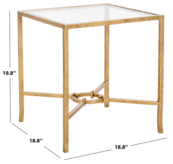 Safavieh Tauri Forged Metal Accent Table – Chic Brass Finish With Clear Glass Top For Elegant Home Decor Brass ,Clear Metal ,Tempered Glass Sfv9554a