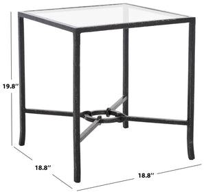 Safavieh Tauri Forged Metal Accent Table – Chic Brass Finish With Clear Glass Top For Elegant Home Decor Black ,Clear Metal ,Tempered Glass Sfv9554b