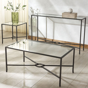 Safavieh TAURI Forged Metal Rectangle Console Table - Industrial Chic Design for Modern Living Spaces Black / Clear SFV9556B
