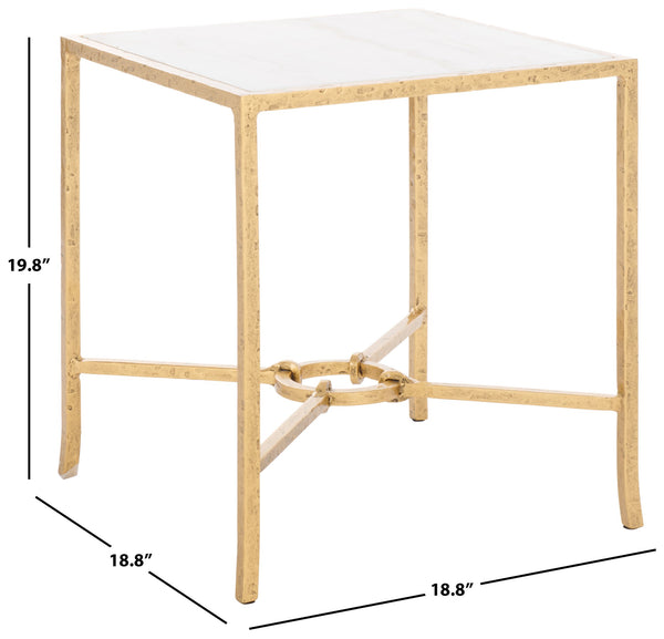 Safavieh Tauri Forged Metal Accent Table – Chic Brass Finish With Clear Glass Top For Elegant Home Decor Brass ,White Metal ,Marble Sfv9554c