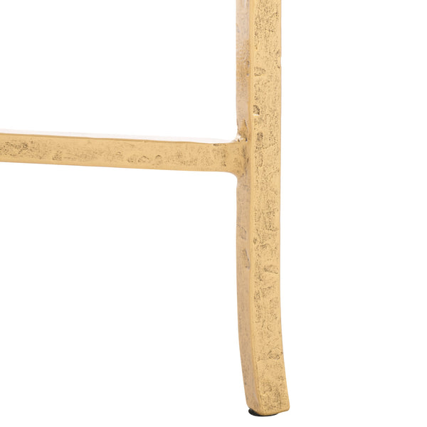 Safavieh Tauri Forged Metal Accent Table – Chic Brass Finish With Clear Glass Top For Elegant Home Decor Brass ,White Metal ,Marble Sfv9554c