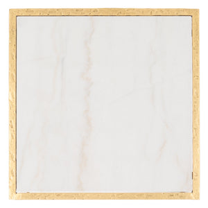 Safavieh Tauri Forged Metal Accent Table – Chic Brass Finish With Clear Glass Top For Elegant Home Decor Brass ,White Metal ,Marble Sfv9554c