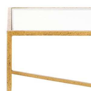 Safavieh TAURI Forged Metal Rectangle Coffee Table – Stylish Industrial Design for Modern Living Spaces Brass / Clear SFV9555A