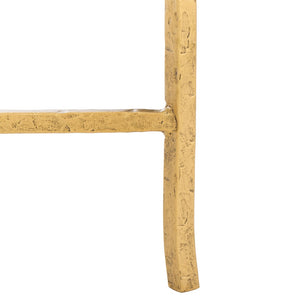 Safavieh TAURI Forged Metal Rectangle Coffee Table – Stylish Industrial Design for Modern Living Spaces Brass / Clear SFV9555A