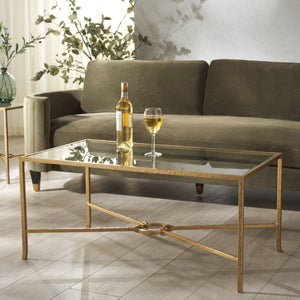 Safavieh Tauri Forged Metal Rectangle Coffee Table - Elegant Brass Base With Clear Glass Top For Your Living Room Brass ,Clear Metal ,Tempered Glass Sfv9555a
