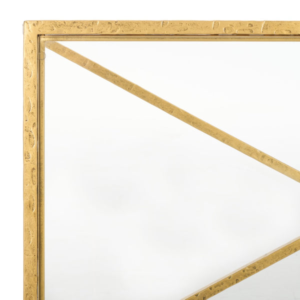 Safavieh TAURI Forged Metal Rectangle Coffee Table – Stylish Industrial Design for Modern Living Spaces Brass / Clear SFV9555A
