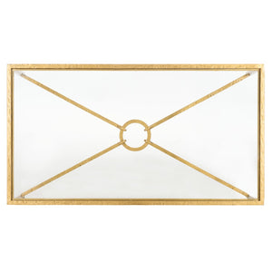 Safavieh TAURI Forged Metal Rectangle Coffee Table – Stylish Industrial Design for Modern Living Spaces Brass / Clear SFV9555A