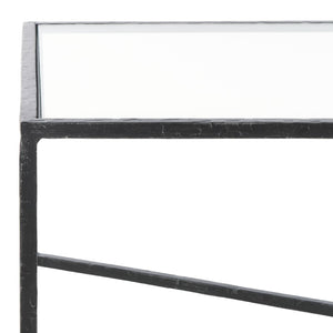 Safavieh TAURI Forged Metal Rectangle Coffee Table – Stylish Industrial Design for Modern Living Spaces Black / Clear SFV9555B