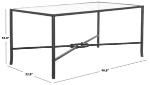 Safavieh TAURI Forged Metal Rectangle Coffee Table – Stylish Industrial Design for Modern Living Spaces Black / Clear SFV9555B