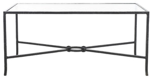 Safavieh TAURI Forged Metal Rectangle Coffee Table – Stylish Industrial Design for Modern Living Spaces Black / Clear SFV9555B