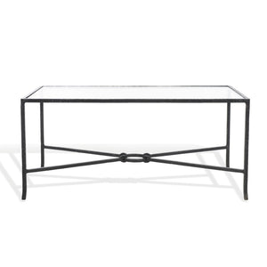 Safavieh TAURI Forged Metal Rectangle Coffee Table – Stylish Industrial Design for Modern Living Spaces Black / Clear SFV9555B