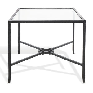 Safavieh TAURI Forged Metal Rectangle Coffee Table – Stylish Industrial Design for Modern Living Spaces Black / Clear SFV9555B