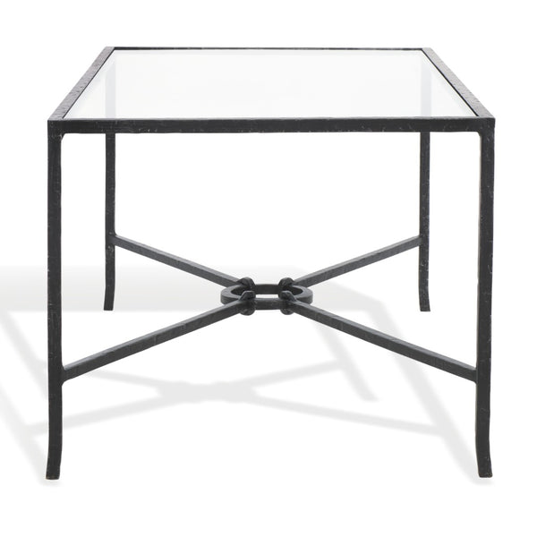 Safavieh TAURI Forged Metal Rectangle Coffee Table – Stylish Industrial Design for Modern Living Spaces Black / Clear SFV9555B