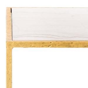 Safavieh Tauri Forged Metal Rectangle Coffee Table - Elegant Brass Base With Clear Glass Top For Your Living Room Brass ,White Metal ,Marble Sfv9555c