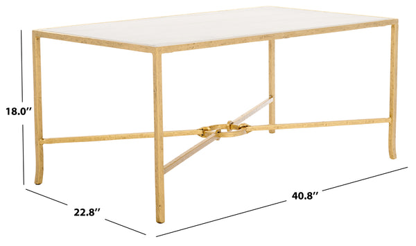 Safavieh Tauri Forged Metal Rectangle Coffee Table - Elegant Brass Base With Clear Glass Top For Your Living Room Brass ,White Metal ,Marble Sfv9555c