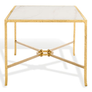 Safavieh Tauri Forged Metal Rectangle Coffee Table - Elegant Brass Base With Clear Glass Top For Your Living Room Brass ,White Metal ,Marble Sfv9555c