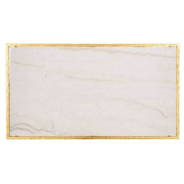 Safavieh Tauri Forged Metal Rectangle Coffee Table - Elegant Brass Base With Clear Glass Top For Your Living Room Brass ,White Metal ,Marble Sfv9555c