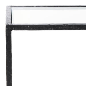 Safavieh TAURI Forged Metal Rectangle Console Table - Industrial Chic Design for Modern Living Spaces Black / Clear SFV9556B