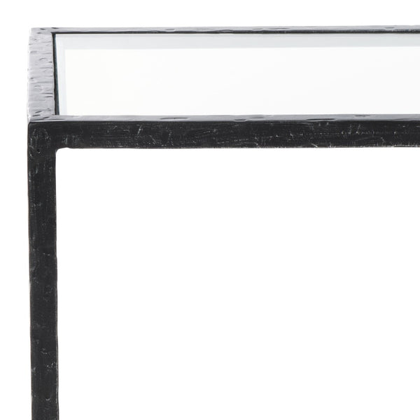 Safavieh TAURI Forged Metal Rectangle Console Table - Industrial Chic Design for Modern Living Spaces Black / Clear SFV9556B