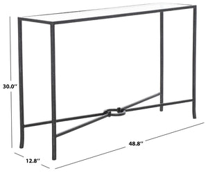 Safavieh TAURI Forged Metal Rectangle Console Table - Industrial Chic Design for Modern Living Spaces Black / Clear SFV9556B