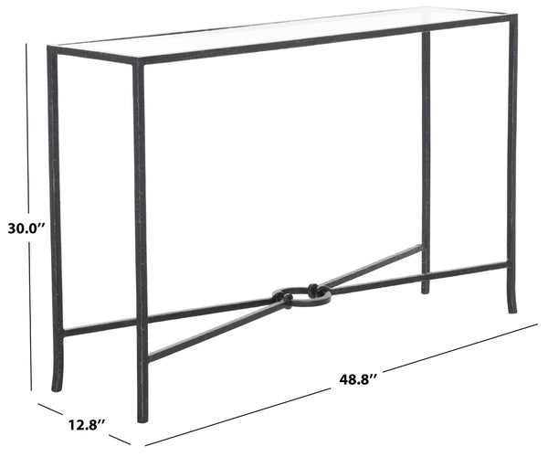 Safavieh TAURI Forged Metal Rectangle Console Table - Industrial Chic Design for Modern Living Spaces Black / Clear SFV9556B