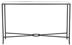 Safavieh TAURI Forged Metal Rectangle Console Table - Industrial Chic Design for Modern Living Spaces Black / Clear SFV9556B