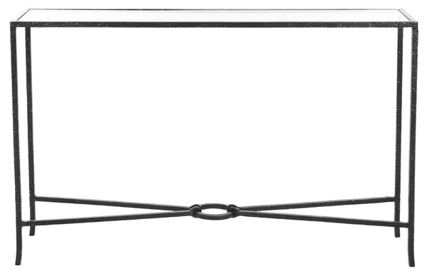 Safavieh TAURI Forged Metal Rectangle Console Table - Industrial Chic Design for Modern Living Spaces Black / Clear SFV9556B