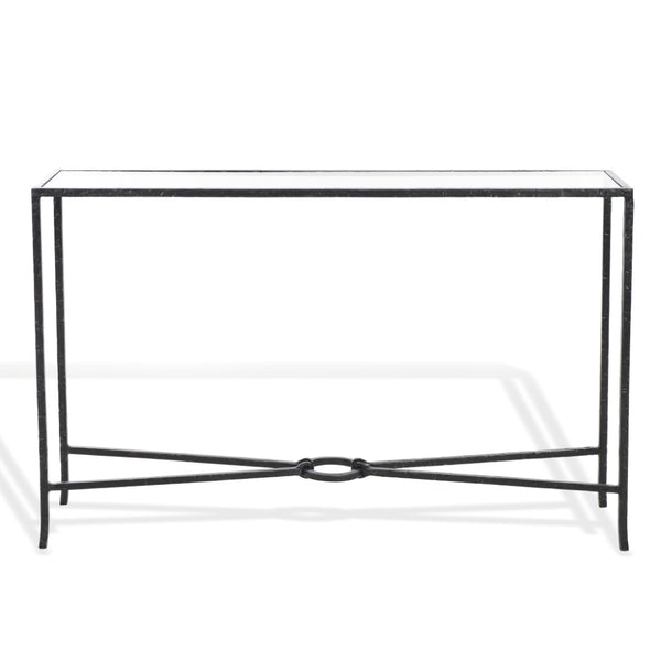 Safavieh TAURI Forged Metal Rectangle Console Table - Industrial Chic Design for Modern Living Spaces Black / Clear SFV9556B