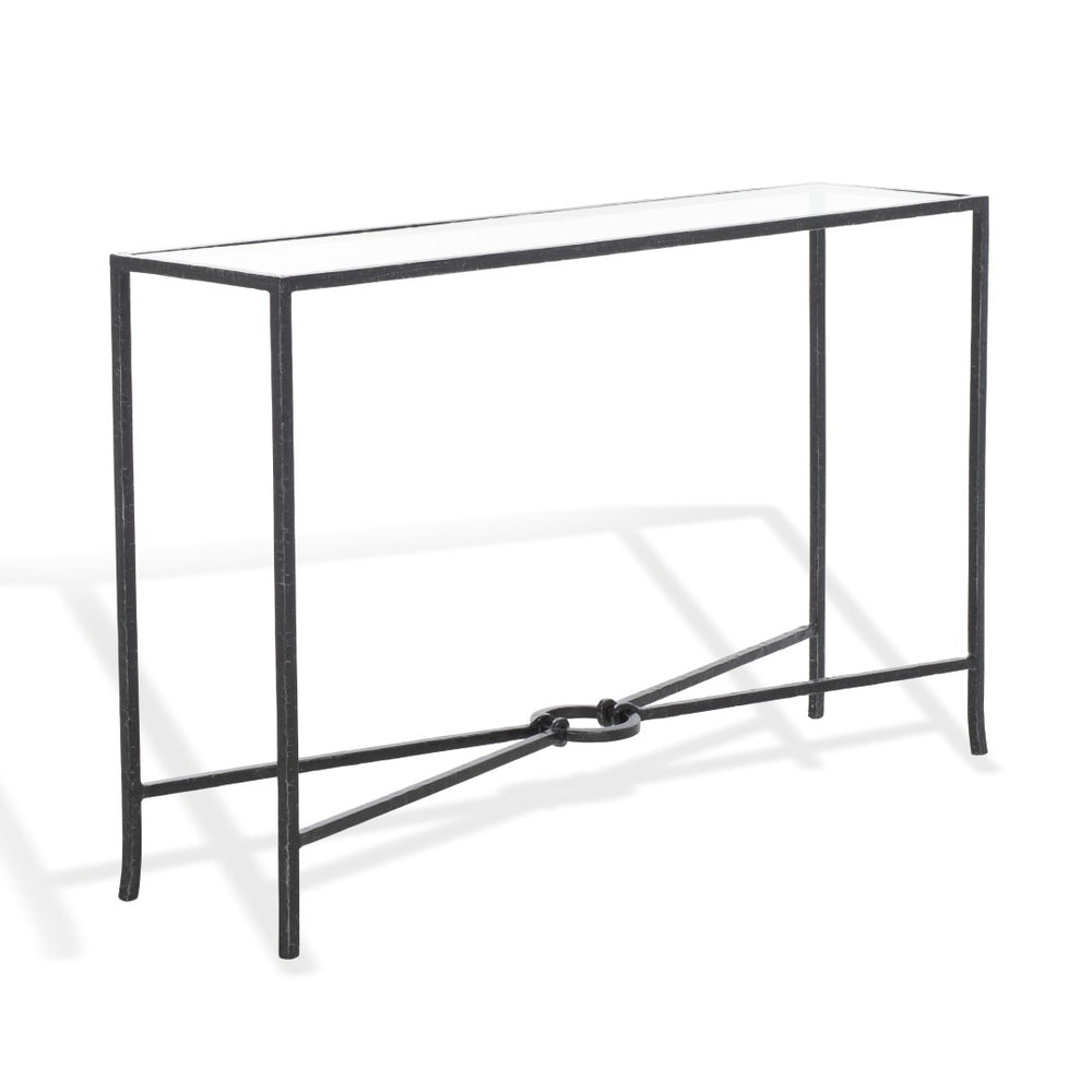 Safavieh TAURI Forged Metal Rectangle Console Table - Industrial Chic Design for Modern Living Spaces Black / Clear SFV9556B
