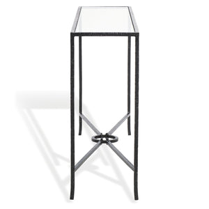 Safavieh TAURI Forged Metal Rectangle Console Table - Industrial Chic Design for Modern Living Spaces Black / Clear SFV9556B