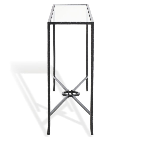 Safavieh TAURI Forged Metal Rectangle Console Table - Industrial Chic Design for Modern Living Spaces Black / Clear SFV9556B