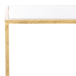 Safavieh Tauri Forged Metal Rectangle Console Table - Elegant Glass Top & Durable Iron Design For Any Space Brass ,White Metal ,Marble Sfv9556c