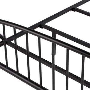 Sheeran Black Metal Spindle Bedframe With Reinforced Slats, Matte Finish, Timeless Minimalist Style