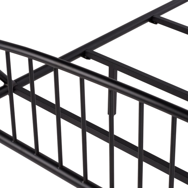 Sheeran Black Metal Spindle Bedframe With Reinforced Slats, Matte Finish, Timeless Minimalist Style