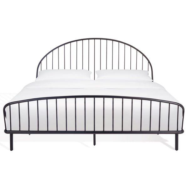 Sheeran Black Metal Spindle Bedframe With Reinforced Slats, Matte Finish, Timeless Minimalist Style