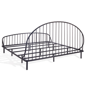 Sheeran Black Metal Spindle Bedframe With Reinforced Slats, Matte Finish, Timeless Minimalist Style