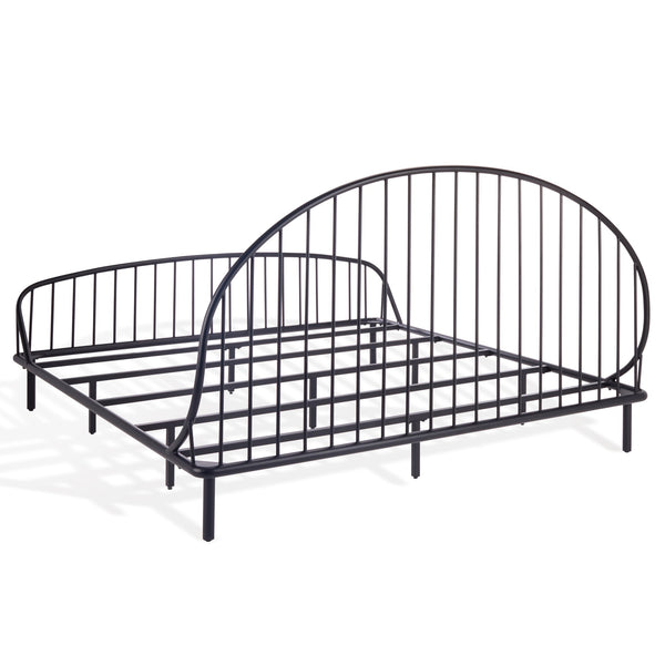 Sheeran Black Metal Spindle Bedframe With Reinforced Slats, Matte Finish, Timeless Minimalist Style