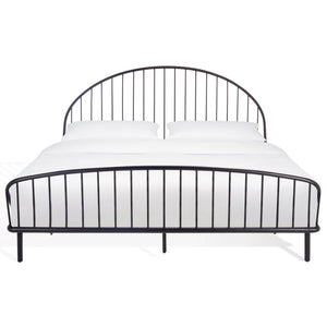 Sheeran Black Metal Spindle Bedframe With Reinforced Slats, Matte Finish, Timeless Minimalist Style