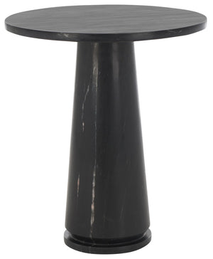 Safavieh Valentia Tall Round Marble Accent Table XII23 Black Marble / Mdf  SFV9703D-2BX