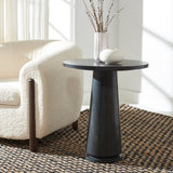 Safavieh Valentia Tall Round Marble Accent Table XII23 Black Marble / Mdf  SFV9703D-2BX