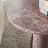 Safavieh Valentia Tall Round Marble Accent Table XII23 Pink Marble / Mdf  SFV9703E-2BX