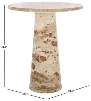 Safavieh Valentia Tall Round Marble Accent Table Beige Marble / Mdf  SFV9703I-2BX