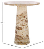 Safavieh Valentia Tall Round Marble Accent Table Beige Marble / Mdf  SFV9703I-2BX