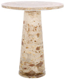 Safavieh Valentia Tall Round Marble Accent Table Beige Marble / Mdf  SFV9703I-2BX