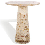 Safavieh Valentia Tall Round Marble Accent Table Beige Marble / Mdf  SFV9703I-2BX