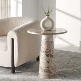 Safavieh Valentia Tall Round Marble Accent Table Beige Marble / Mdf  SFV9703I-2BX