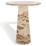 Safavieh Valentia Tall Round Marble Accent Table Beige Marble / Mdf  SFV9703I-2BX