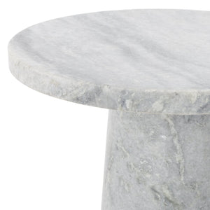 Safavieh VALENTIA Round Marble Accent Table - Sculptural Elegance for Modern Interiors and Small Spaces Light Grey SFV9704A