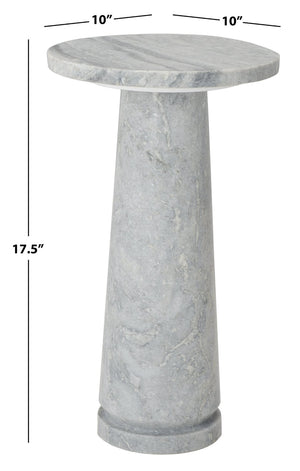 Safavieh VALENTIA Round Marble Accent Table - Sculptural Elegance for Modern Interiors and Small Spaces Light Grey SFV9704A