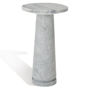 Safavieh VALENTIA Round Marble Accent Table - Sculptural Elegance for Modern Interiors and Small Spaces Light Grey SFV9704A